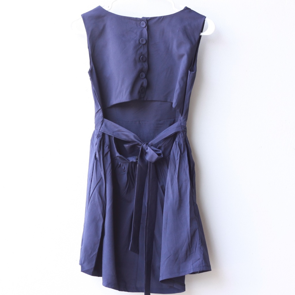 Deep blue backless tye sundress NWT